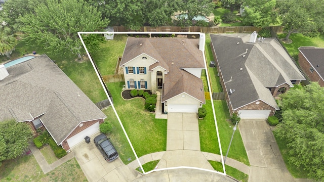 1811 Senca Springs Ct, Katy, TX 77450 - view from above of property featuring property boundaries highlighted