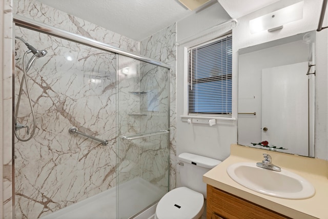 2413 38th Ave N, Texas City, TX 77590 - full bathroom with a marble finish shower, vanity, and toilet