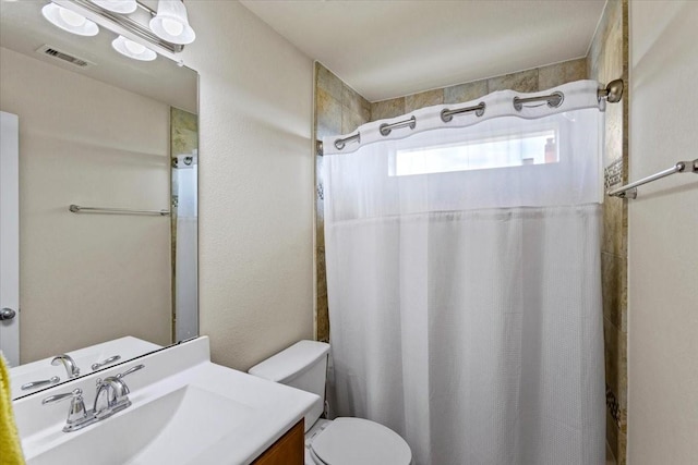 2506 Solitude, Deer Park, TX 77536 - bathroom featuring toilet, vanity, and curtained shower