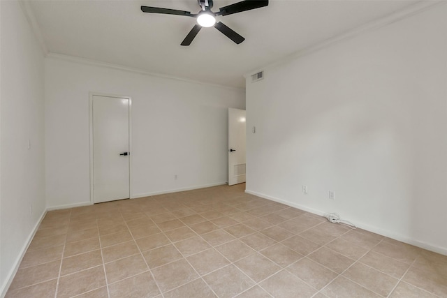 1100 Augusta Dr Unit 33, Houston, TX 77057 - spare room featuring a ceiling fan, crown molding, and light tile patterned floors