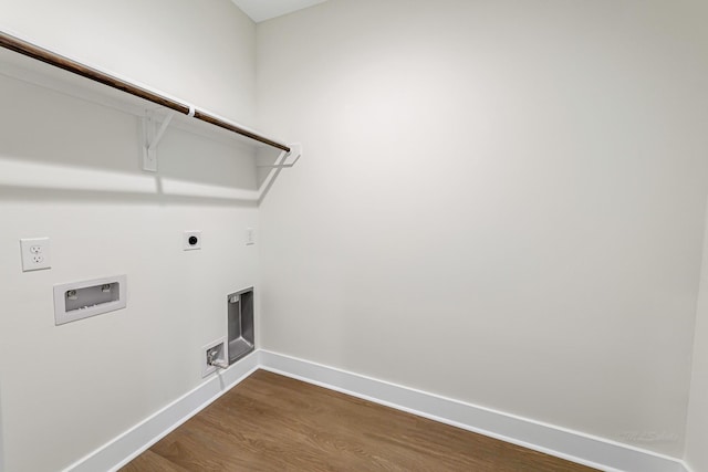 4224 Buck St, Houston, TX 77020 - laundry area featuring electric dryer hookup, dark wood-style floors, baseboards, and hookup for a washing machine