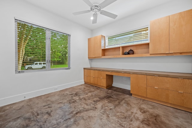 4102 Coleridge, West University Place, TX 77005 - unfurnished office with built in study area, healthy amount of natural light, ceiling fan, and baseboards