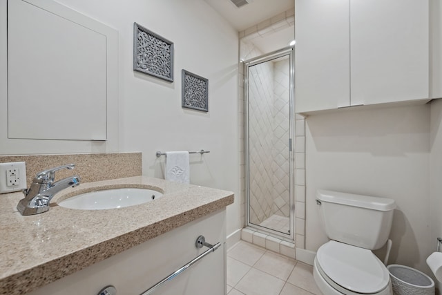 4102 Coleridge, West University Place, TX 77005 - full bathroom featuring toilet, vanity, tile patterned floors, and a shower stall
