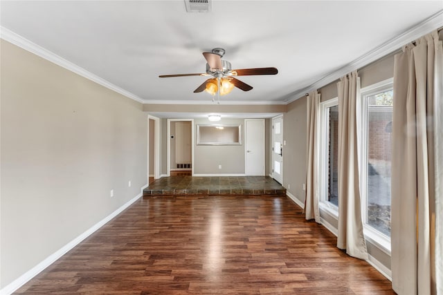 10134 Hanka Dr, Houston, TX 77043 - unfurnished room featuring crown molding, wood finished floors, ceiling fan, and baseboards