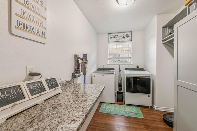 911 Dove Run Trl, College Station, TX 77845 - laundry room featuring washing machine and clothes dryer and dark wood-type flooring