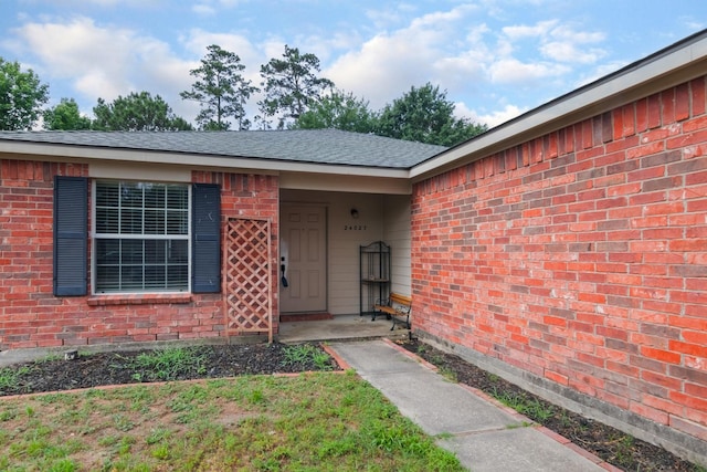 24027 Pinecreek Pt, Spring, TX 77373 - doorway to property featuring brick siding