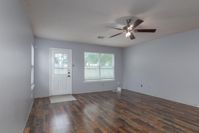 24027 Pinecreek Pt, Spring, TX 77373 - foyer entrance with wood finished floors and ceiling fan