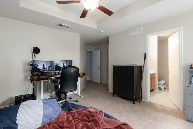 24027 Pinecreek Pt, Spring, TX 77373 - carpeted home office featuring ceiling fan and a raised ceiling