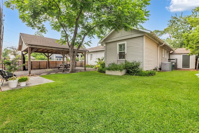1618 Lawrence St, Houston, TX 77008 - view of yard featuring a gazebo, a patio area, and central AC