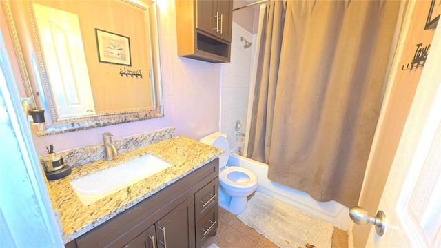 19726 Imperial Colony Ln, Katy, TX 77449 - bathroom with vanity, toilet, shower / tub combo with curtain, and tile patterned flooring
