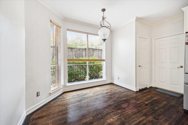 1202 Marconi St, Houston, TX 77019 - empty room featuring dark wood finished floors, crown molding, and baseboards