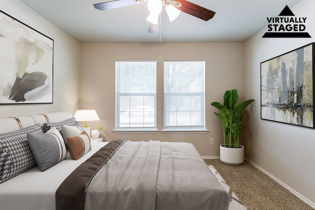 12518 Rosslare Dr, Houston, TX 77066 - carpeted bedroom with ceiling fan and baseboards