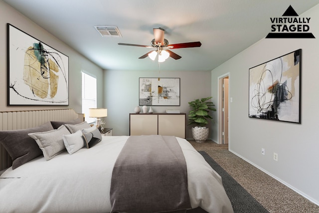 12518 Rosslare Dr, Houston, TX 77066 - carpeted bedroom featuring baseboards and ceiling fan