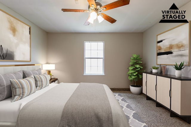 12518 Rosslare Dr, Houston, TX 77066 - carpeted bedroom with baseboards and a ceiling fan