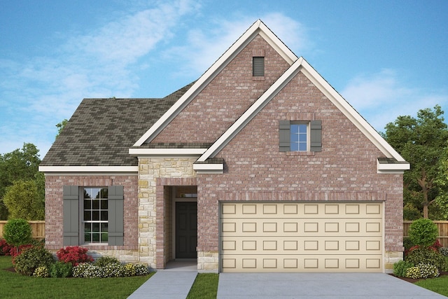 21889 Colorado Bend Ln, Porter, TX 77365 - view of front of property with driveway, roof with shingles, brick siding, and an attached garage