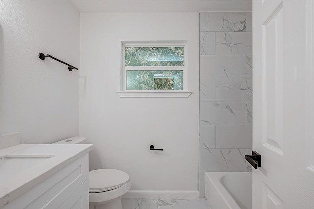 2414 Walnut Bend Ln, Houston, TX 77042 - full bath featuring marble finish flooring, vanity, toilet, and baseboards