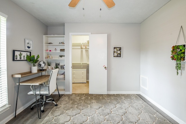 25635 Glen Loch Dr, Spring, TX 77380 - office space with ceiling fan, wood finished floors, and baseboards