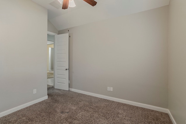 13605 Northline Lake Dr, Houston, TX 77044 - spare room featuring carpet flooring, a ceiling fan, lofted ceiling, and baseboards