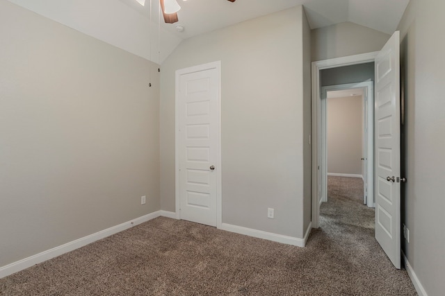 13605 Northline Lake Dr, Houston, TX 77044 - unfurnished bedroom featuring lofted ceiling, carpet, baseboards, and ceiling fan