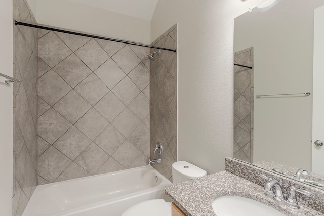 13605 Northline Lake Dr, Houston, TX 77044 - full bathroom featuring toilet, vanity, and washtub / shower combination