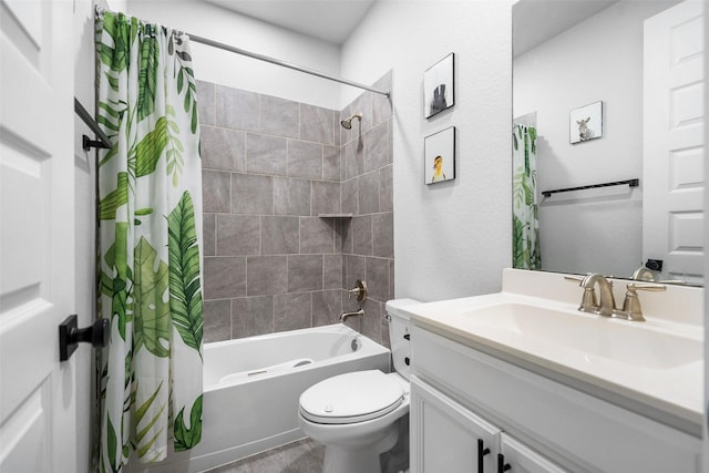 15838 Weston Ridge Dr, Humble, TX 77346 - bathroom with toilet, shower / bath combo with shower curtain, and vanity