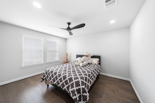 15838 Weston Ridge Dr, Humble, TX 77346 - bedroom featuring baseboards, recessed lighting, a ceiling fan, and wood finished floors