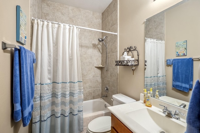 18720 Serenity Loch Dr, Spring, TX 77379 - bathroom featuring toilet, shower / tub combo, and vanity