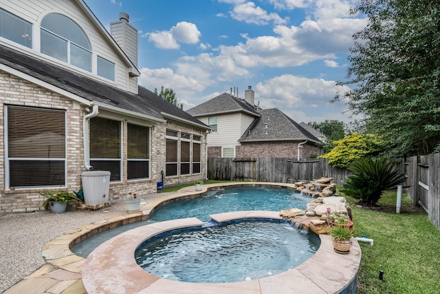 11510 Maple Falls Dr, Tomball, TX 77377 - view of swimming pool featuring a fenced backyard and a pool with connected hot tub