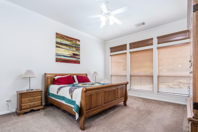 11510 Maple Falls Dr, Tomball, TX 77377 - bedroom featuring carpet flooring, crown molding, baseboards, and a ceiling fan