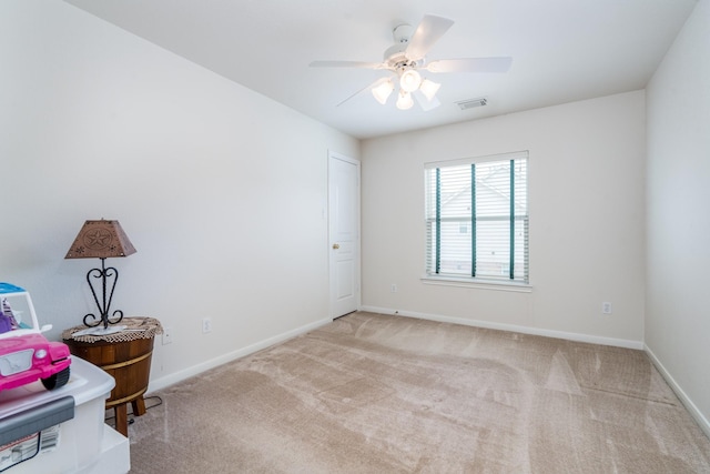 11510 Maple Falls Dr, Tomball, TX 77377 - empty room with light colored carpet, ceiling fan, and baseboards