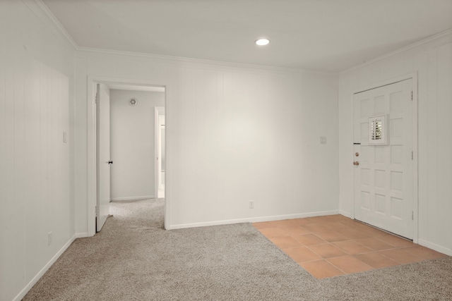 108 Hereford Dr, Conroe, TX 77304 - entrance foyer featuring ornamental molding, carpet, baseboards, and recessed lighting