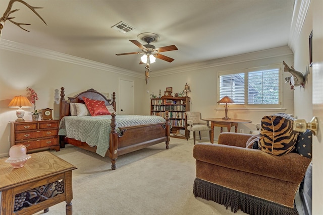 8800 Woodway Dr Unit 12, Houston, TX 77063 - bedroom featuring crown molding, carpet flooring, and ceiling fan