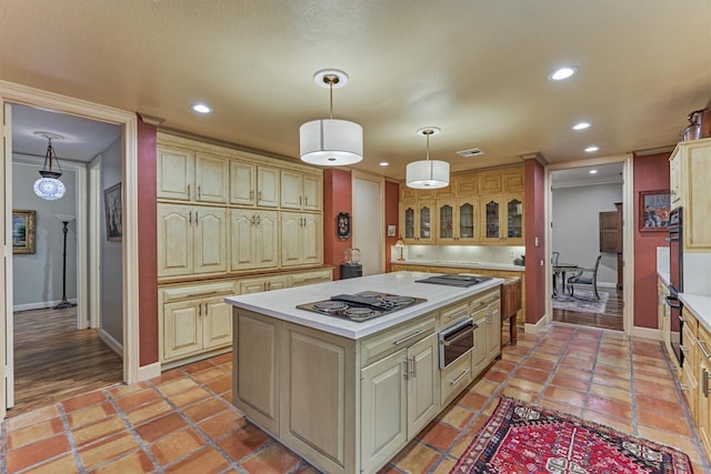 8800 Woodway Dr Unit 12, Houston, TX 77063 - kitchen featuring a warming drawer, stovetop with downdraft, light countertops, baseboards, and recessed lighting