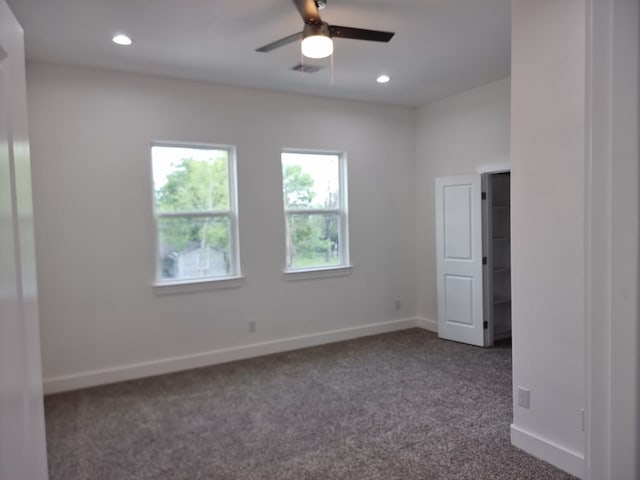 4539 Rosemont St A/B, Unit A/B Houston, TX 77051 - unfurnished room with dark colored carpet, a ceiling fan, baseboards, and recessed lighting