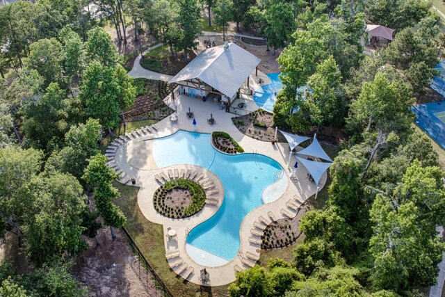 3650 Sage Hollow Dr, Spring, TX 77386 - aerial view of a pool and a tree filled landscape