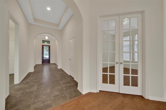 10938 Glenrothers Dr, Richmond, TX 77407 - foyer entrance with arched walkways and french doors