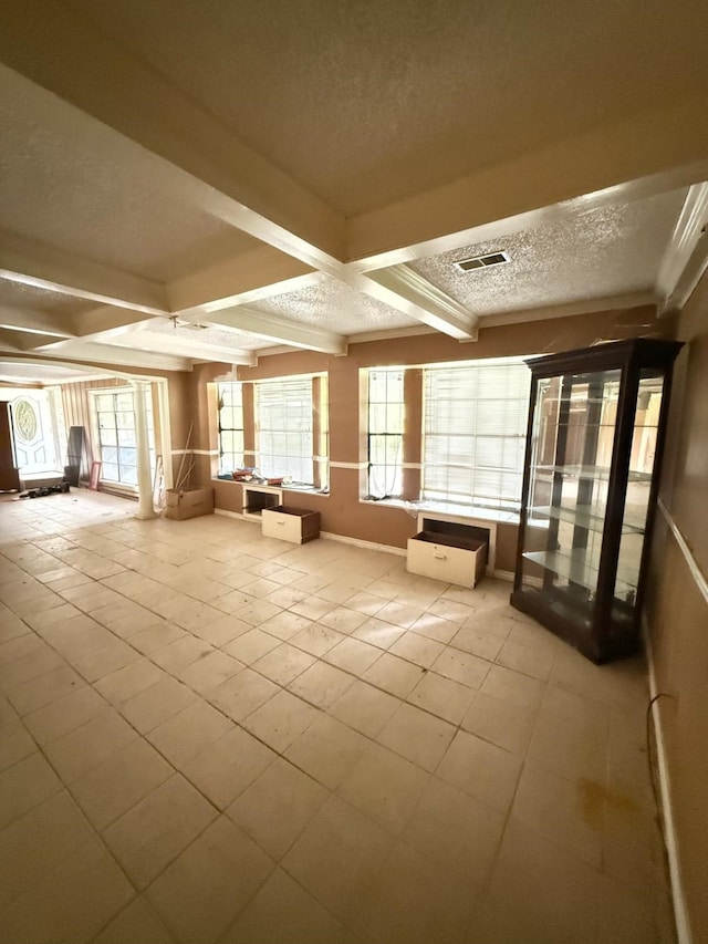 15125 S Dr, Channelview, TX 77530 - lobby with a textured ceiling, beamed ceiling, and coffered ceiling