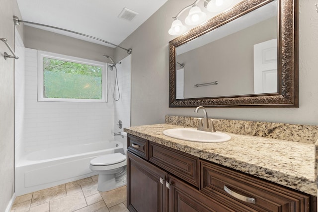 28 Silver Elm Pl, The Woodlands, TX 77381 - bathroom with tub / shower combination, vanity, and toilet
