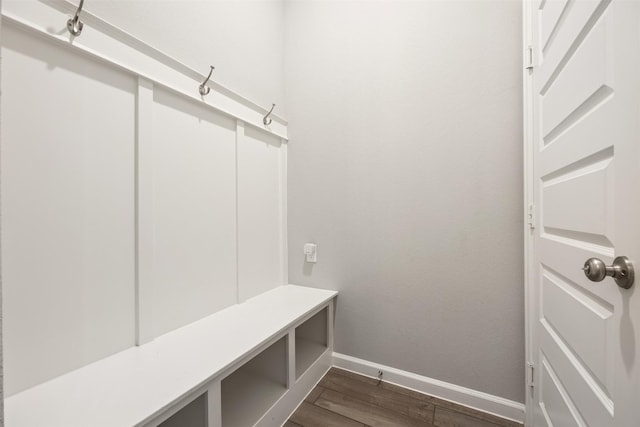 10522 Rigel Ridge Way, Richmond, TX 77406 - mudroom featuring dark wood-style floors and baseboards