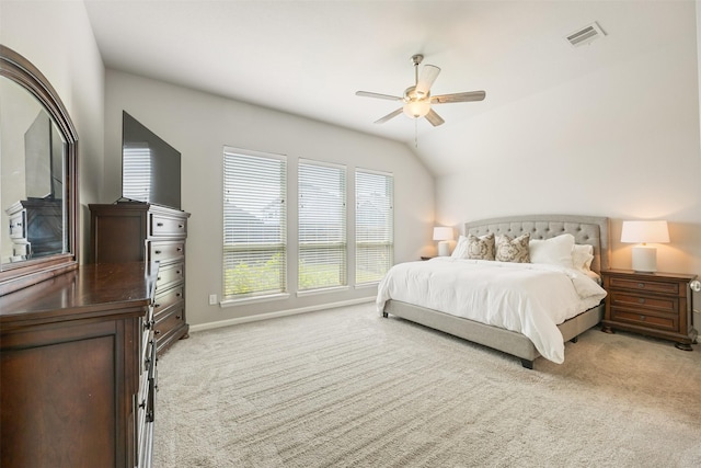 10522 Rigel Ridge Way, Richmond, TX 77406 - carpeted bedroom with lofted ceiling, baseboards, and a ceiling fan