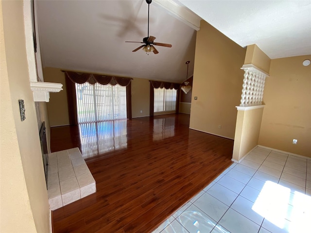 3306 High Pine Dr, Missouri City, TX 77459 - unfurnished living room with ceiling fan, wood finished floors, and baseboards