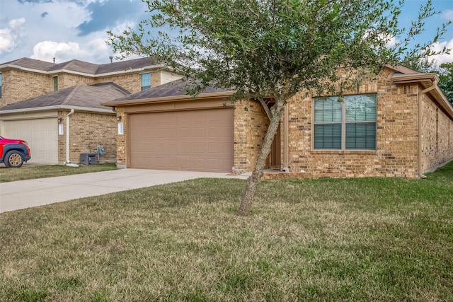 2026 Naplechase Crest Dr, Spring, TX 77373 - view of front of home with an attached garage, concrete driveway, brick siding, and a front yard
