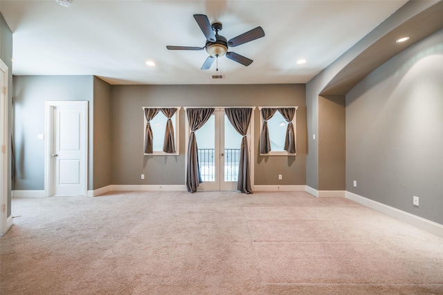 2915 Pease St, Houston, TX 77003 - unfurnished room featuring light carpet, a ceiling fan, baseboards, and recessed lighting