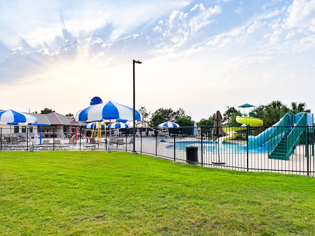 4114 Elk Bluff Ln, Katy, TX 77494 - view of swimming pool with a water slide