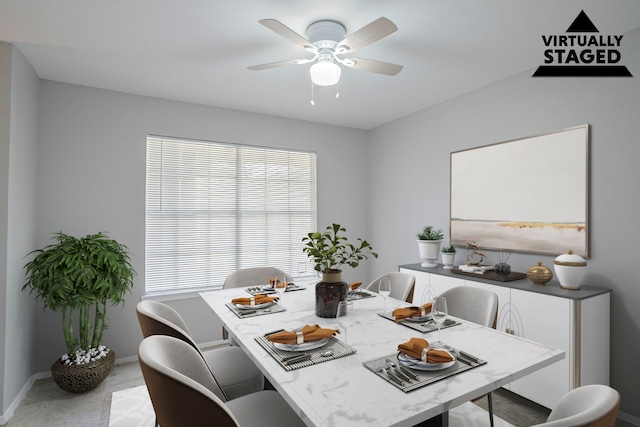 5902 Yorkgate Dr, Spring, TX 77373 - dining room with ceiling fan and baseboards
