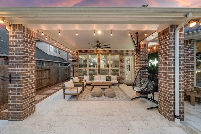 8442 Horsepen Bend Dr, Conroe, TX 77385 - view of patio / terrace featuring outdoor lounge area and a ceiling fan