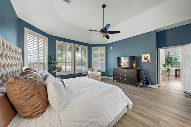 8442 Horsepen Bend Dr, Conroe, TX 77385 - bedroom with light wood-style flooring, baseboards, and ceiling fan