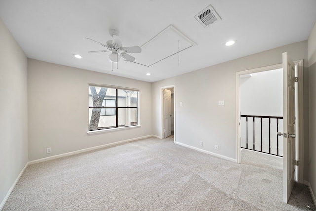2444 Bering Dr Unit 2444, Houston, TX 77057 - carpeted empty room with attic access, ceiling fan, recessed lighting, and baseboards