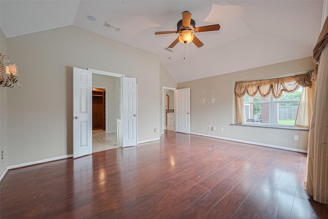 14202 Valley Bend Ct, Sugar Land, TX 77498 - spare room with vaulted ceiling, a ceiling fan, wood finished floors, and baseboards