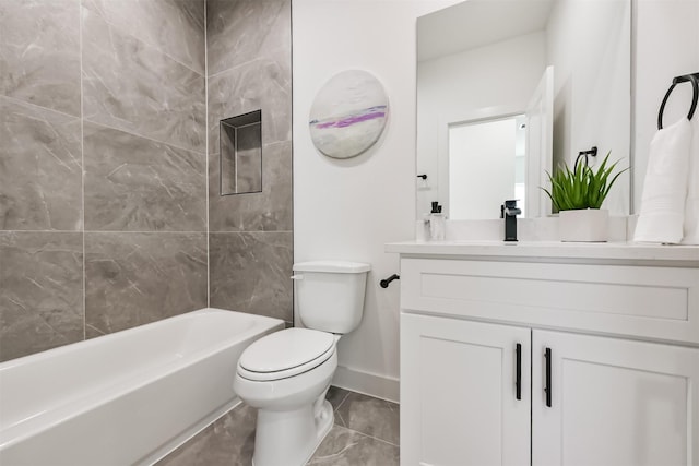5013 Hardway St, Houston, TX 77092 - full bathroom featuring vanity, toilet, baseboards, and shower / washtub combination